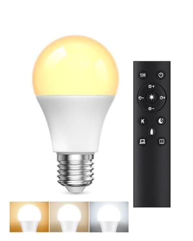 Ampoule E27 LED avec Telecommande, ampoules led 9W(équivalent 60W) Ampoule LED E27 Dimmable 3000K-6000K, Ampoule Télécommande avec Minuterie, Fonction Mémoire, pour la Décoration d'Intérieur