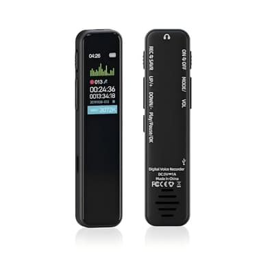 Gonikli Enregistreur Vocal, Mémoire 64 GB, Rechargeable par USB, avec Fonction de Commande Vocale, avec Lecteur MP3 pour Cours Dictaphone Enregistreur Vocal, Réunions et Entretiens(10 * 2 * 1 )