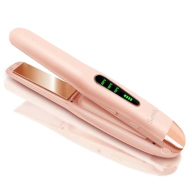 SUNMAY Voga Fer à lisser Sans Fil Lisseur Boucleur Cheveux 2 EN 1, Titane Mini Lisseur De Voyage Par USB Rechargeable, 3 Réglages De Température À Chauffage Rapide, 5000 mAh - Rose