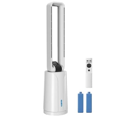 HOMCOM Refroidisseur d'air par évaporation portable 3 en 1 humidificateur et ventilateur, 2 blocs réfrigérants, réservoir d'eau de 1,7 L, minuterie 15 h, oscillation à 70°, télécommande, blanc