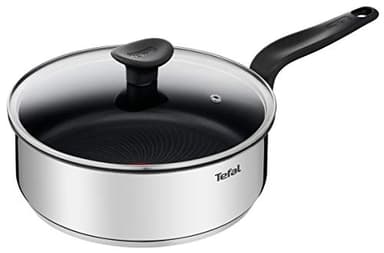 Tefal Primary sauteuse 24 cm + couvercle verre, Garantie 10 ans, Acier inoxydable de première qualité, Revêtement antiadhésif sain, Induction E3093204