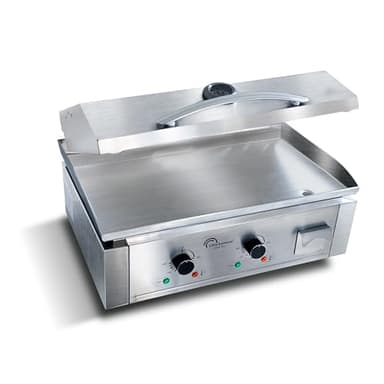 LITTLE BALANCE 8473 Aquitaine Pro Plus, Plancha électrique professionnelle, 2 zones de cuisson, Couvercle, 3500 W, Fabrication française, Tout Inox