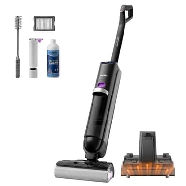 Eureka RapidWash NEW730 Aspirateur Laveur sans Fil Aspiration 21600 Pa, Lavage Eau Chaude 85 °C, Séchage 5 Minutes Air Chaud, Anti Emmêlement 2,0, Conception à Plat, Autonomie 40 Mins Ininterrompue