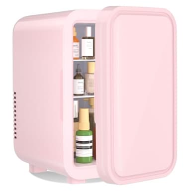 YASHE Mini réfrigérateur, 6 litres/8 canettes 220-240 V AC/DC Réfrigérateur thermoélectrique portable pour chambre à coucher, soins de la peau, boissons, bureau, dortoir et voiture, rose