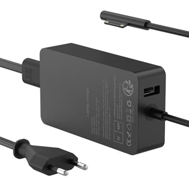 Chargeur Surface Pro 65W 15V 4A Alimentation pour Microsoft Surface 11/10/9/8/Pro 7/7+/6/5/4/3/X, Laptop 7/6/5/4/3/2, Go 4/3/2/1, Book 3/2/1