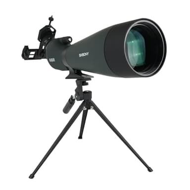 Svbony SV28 25-75x100mm Longue Vue avec Trépied, Champ de Vision Large, Image Claire et Lumineuse, HD BAK4 Porro FMC, Longue Vue Puissante avec Adaptateur Téléphonique pour Observation des Oiseaux,Tir