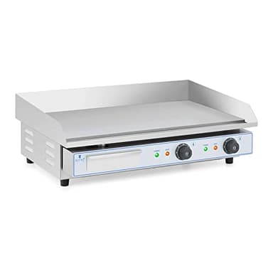 Royal Catering Plancha Électrique 2 Feux 73 x 40 cm, 2 x 2 200 W, 730 x 400 mm, Lisse Professionnelle en INOX pour Restaurant De Table Double Commerciale pour barbecue, snack-bar, Extérieur