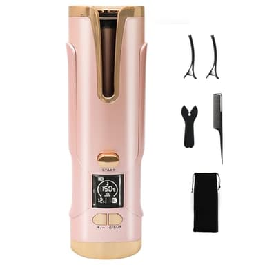 Boucleur a Cheveux Automatique Fer à boucler Sans Fil Type‑C Rechargeable 20mm pour femme(cheveux courts/longs), batterie haute capacité 5200 mAh, 6 niveaux de température (150‑200 °C)
