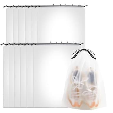 12 Pièces Sac à Chaussures de Voyage,Housses Chaussures,Sac à Cordon Anti-Poussière pour Chaussures,Sac de Rangement Imperméable pour Chaussures,Sacs à Poussière pour Chaussures (Transparent)