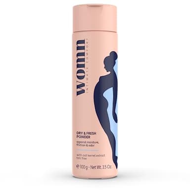 womn Dry & Fresh Powder 100 g – Poudre Corporelle Sans Talc pour Zone Intime, Aine et Sous la Poitrine – Absorbe la Transpiration, Réduit Frottements et Odeurs
