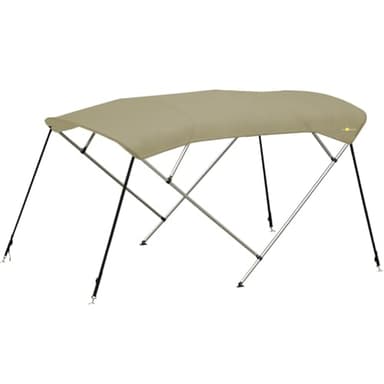 Oceansouth Bimini Top à 4 arceaux (Sable, Largeur 2.1m - 2.3m) Bateau Bateaux Zodiac auvent Bimini pour Camping taud Shelter x Beach Tent annexe Toile Coleman Event de Soleil auvents Housse