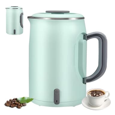 Bouilloire Électrique De Voyage 600 Ml, Poignée Pliable, Mini Bouilloire De Camping Portable À Faible Consommation, En Acier Inoxydable, Arrêt Automatique, Pour Caravane, Camping-car, Bureau (vert)