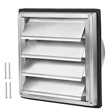 LALAGO Grille de ventilation 150mm, Clapet anti-retour Grille de protection contre les intempéries en acier inoxydable avec lamelles mobiles, Grille à lamelles Grille hotte aspirante Ø150mm