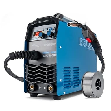 IPOTOOLS MIG-160ER poste a souder MIG MAG - Poste à souder MIG avec 160A 230V IGBT, 5 en 1 Poste MIG Flux MMA électrodes, Poste de Soudage Portable, garantie de 7 ans