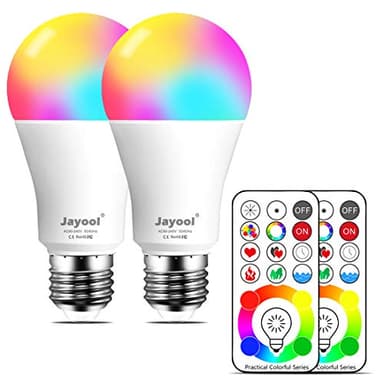 Jayool 10W E27 120 Couleurs LED RGBW Ampoule Changement de Couleur Télécommande (3ème génération), Timing et Dimmable RGB+lumière du Jour Blanc(6500K) Edison Screw (Lot de 2)