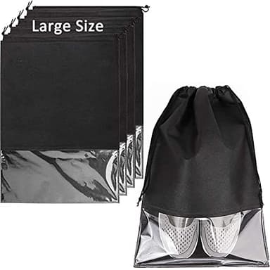 4 Pièces Sac à Chaussures de Voyage, Grand Sac de Rangement Anti-Poussière Imperméable pour Chaussures, avec Fenêtre Transparente, pour Voyage et Sport