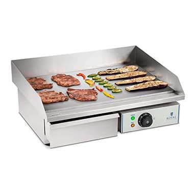 Royal Catering Plancha Electrique Lisse RCEG-55 (48x55x24cm, 3.000W, protection antiéclaboussures, dispositif d'écoulement)