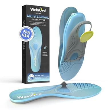 Welnove Semelles orthopédiques pour névrome de Morton - Soulagement de la douleur métatarsalgie et fasciite plantaire, rembourrage en gel pour un confort tout au long de la journée, Pour hommes et