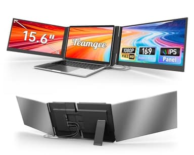 Teamgee 15,6'' Moniteur Portable Ultra-Mince, FHD Ecran Extensible pour Ordinateur Portable, Triple Ecran Plug & Play, Idéal pour Voyage, Travail et Jeu, Compatible Mac Windows Android Dex