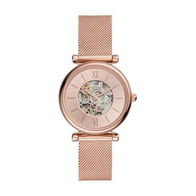 Fossil Montre Carlie pour femme, mouvement automatique avec bracelet en maille d'acier inoxydable