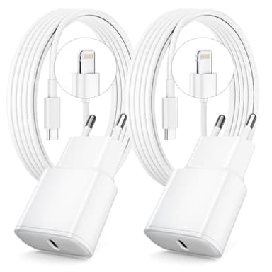 Chargeur Rapide pour iPhone, Lot de 2 PD 3.0 Prise USB C avec 2M Cable Lightning for iPhone 14/14Pro/13/13 Mini/13 Pro/13Pro Max/12/12Pro/12 Pro Max/11/11 Pro/ 11 ProMax