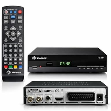 STARBOX HD-268A – Décodeur TNT DVB-T2 Full HD 1080p H.265 (HEVC), HDMI/USB/Péritel, Télécommande Universelle 2-en-1 – Antenne TNT Terrestre Uniquement (Non Compatible Satellite/Parabole)