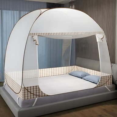 Moustiquaire de Lit Double Porte avec Fermeture éclair, Tente Pliable et Portable pour Chambre, Dortoirs, Camping, Hôtel - 2 Places