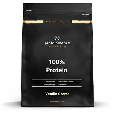 Protein Works - 100% Protein Poudre, 25 Portions, Mélange Quadri-Protéines, Peptides de Glutamine, Formule Protéinée Propre, Crème Vanillée, 625g
