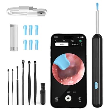 Orclea Kit de Nettoyage d'Oreille Sans Fil avec Caméra et Wifi Nettoyeur d’oreilles caméra HD 1080P avec lumière LED,nettoyeur oreilles caméra compatible iOS Android