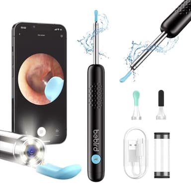 Otoscope BebirdPro R1, Nettoyeur d'oreilles HD 1080p avec caméra, Otoscope Grand Angle avec éclairage, étanche IP67, pour Adultes et Enfants, iOS et Android