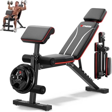 XDDIAS Banc Musculation Pliable, Banc De Musculation Multifonction Avec Pupitre À Biceps Et Extension De Jambes, Banc Réglable Pour Fitness À Domicile, Pliable Rapidement, Plat/Incliné/Décliné