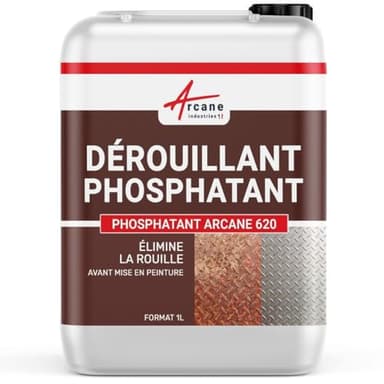 Dérouillant Phosphatant Métal - Antirouille à l'Acide Phosphorique - Dégraissant & Préparateur Avant Peinture - Acier, Galva, Zinc, Aluminium - 1 L - ARCANE INDUSTRIES