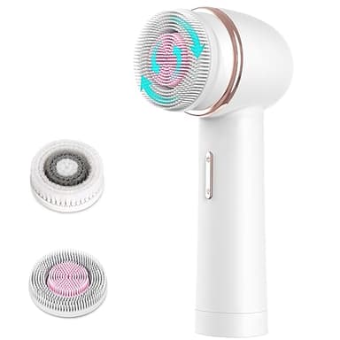 MYCARBON Brosse Nettoyante Visage Électrique Microcirculation Bidirectionnelle IPX7 Étanche 2 Vitesses Brosse Exfoliante Visage Silicone Brosse Rotative pour Nettoyer Le Visage en Profondeur, Blanc