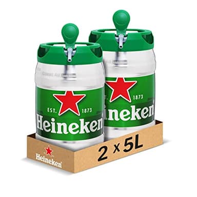 Heineken - Pack de 2 Fûts 5L - Bière Blonde 5° - Compatible Tireuse BeerTender, Utilisable sans Machine à Bière - Coffret Bières Pression à Domicile