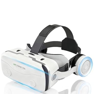 Casque de réalité virtuelle pour téléphone - FOV à 110° - Lentilles anti-lumière bleue - Compatible avec iPhone et Android 4.7-7.2" (Blanc)