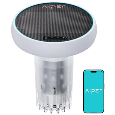 AIPER HydroComm Analyseur d'eau de Piscine Connecté, 5-en-1 Testeur pH, ORP, EC, TDS & Température, Surveillance Numérique 24/7, Application Mobile avec Conseils Personnalisés, Solaire + Batterie