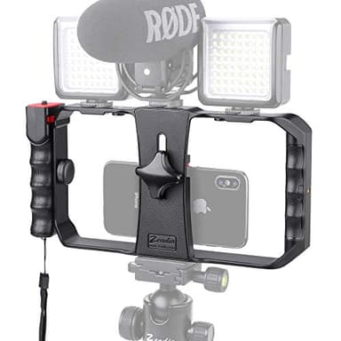 Zeadio sans Fil Smartphone Vidéo Rig, Stabilisateur de téléphone avec obturateur à Distance, pour vidéaste cinéaste vidéaste, Convient à Tous Les Smartphones iPhone et Android