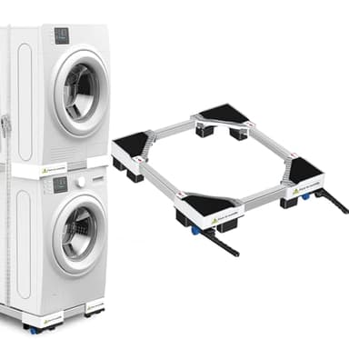NIUXX Base universelle pour machine à laver - Fonction anti-vibration - Freins réglables - Taille réglable - Pour machines à laver et sèche-linge empilés de 42 à 69 cm - Charge maximale : 400 kg