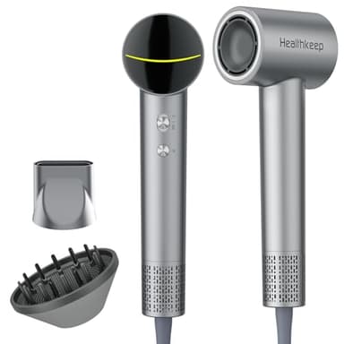 Healthkeep Sèche-Cheveux Professionnel Ionique、Moteur Sans Balais 150 000 tr/min pour Séchage Rapide、Anti-Frisottis、Léger、Diffuseur & Concentrateur Includes
