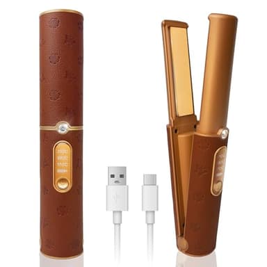 Fer à lisser Sans Fil Lisseur Boucleur Cheveux 2 EN 1, Titanium Lisseur De Voyage Par USB Rechargeable, 3 Réglages De Température À Chauffage Rapide, Convient À Tous Les Types De Cheveux, 5000 MAh