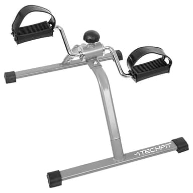 Techfit Mini Vélo d'appartement – Appareil Fitness Compact 55x40x25 cm, Pédalier Réglable Bras/Jambes, Résistance Manuel, Antidérapant, Portable, Rééducation Maison/Bureau, Gris
