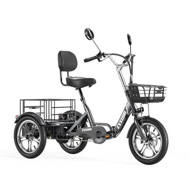 Cysum Tricycle Électrique Pliable, Tricycle E-Bike 16 pouces pour adultes homme femme, vélo électrique de charge, batterie 48 V 22 Ah, vélo électrique à 3 roues