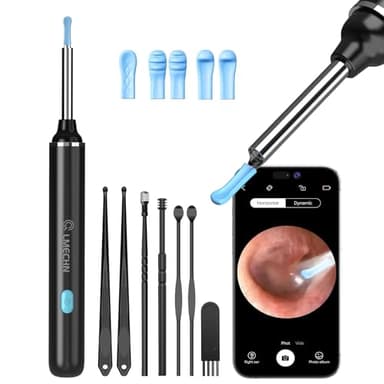 LMECHN Otoscope Oreille,Nettoyage Oreille 1080P HD 3,5mm Camera Oreille Nettoyage IP67 Étanche et 6 LED, Cure Oreille Adapté aux IOS, iPad et Android