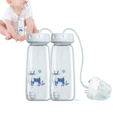 2 Pièces Bouteille De Lait, 3-i N-1 Biberon Anti-Colique Mains Libres, 240 Ml En Silicone Étanche Avec Paille À Tétine, Biberon À Lait Réglable À Débit Rapide, 3 Mois Et Plus Avec Système D'aliment