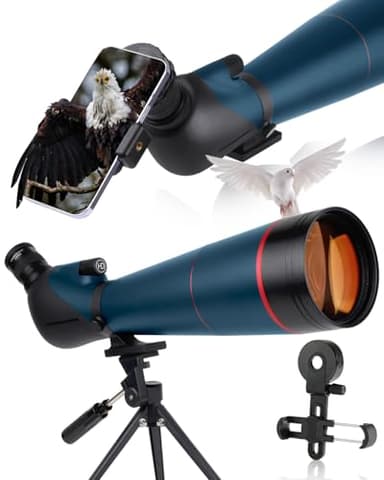 Actualisé 25-75x100mm Longue Vue Puissante avec Adaptateur Téléphonique de Trépied et Sac de Transport - HD BAK4 Prisme FMC Lens pour Chasse, Le tir à la Cible et l'observation des Oiseaux