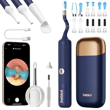 BebirdPro Earsight Plus Nettoyeur d'oreille réglable HD 1920P avec caméra, otoscope avec lumière, nettoyeur d'oreille avec boîte portable pour adultes, enfants, iOS, Android