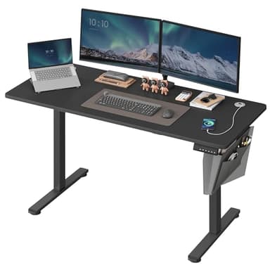 SONGMICS Bureau Électrique Réglable en Hauteur, 140 x 60 cm, Table Assis-Debout, Fonction Mémoire 4 Hauteurs, pour Bureau, Télétravail, Noir d'encre LSD134B01