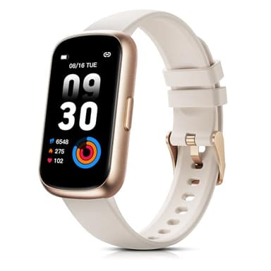 TIFOZEN Montre Connectée Femme, 1,47’’ Bracelet Connecté avec 24 Modes Sportifs/3ATM Étanche/Fréquence Cardiaque/Spo2/Sommeil/Podometre, Smartwatch Petit Poignet pour Android iOS, Stellaire/Or Rose