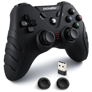 DuLingKer Manette PC Sans Fil, PS3 PC Manette Gamepad avec Hall Effect Joystick et Double Vibration, Sans Fil 2,4G Gamer Manettes pour Windows 11 10 8, PS3, Android TV, TV Box, Steam, Raspberry Pi