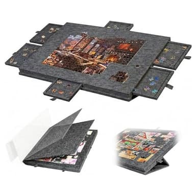 Planche de Puzzle Inclinable 2 en 1,Support Inclinable à Velcro,6 Tiroirs de Tri,Plateau en Feutre Léger,Ultra-Léger 1700g, pour Puzzles Jusqu‘à 1000 Pièces (A)